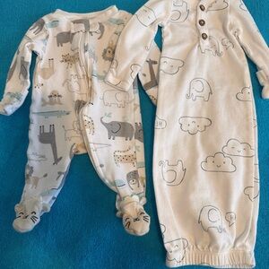 Carter’s Preemie Baby Animal Footie Pj’s and Animal and Cloud Print Baby Sleeper